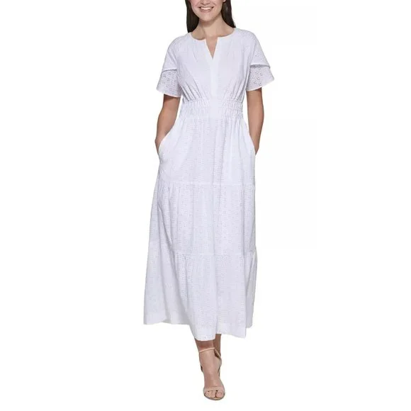 Kensie | Dresses | Kensie Eyeletembroidered Tiered Maxi Dress With Pockets Layered Sleeves White 8 | Poshmark Kensie | Dresses | Kensie Eyeletembroidered Tiered Maxi Dress With Pockets Layered Sleeves White 8 | Poshmark